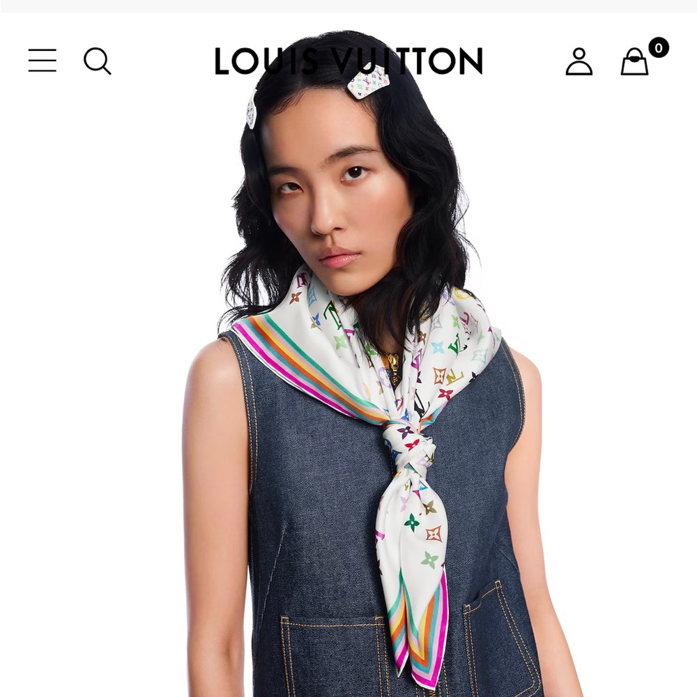 RESERVED Louis Vuitton x Takashi Murakami Multicolor Square 90 Silk Scarf